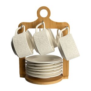 Set 6 cesti si farfurii pentru ceai STONE