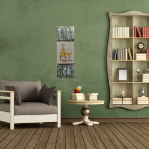 Tablou pictat manual Chardonnay, 90x30 cm