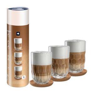 Set 3 cani capuccino cu suport GOCCE, 390 ml