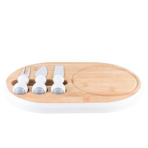 Platou branzeturi cu 3 cutite SUPREME, alb