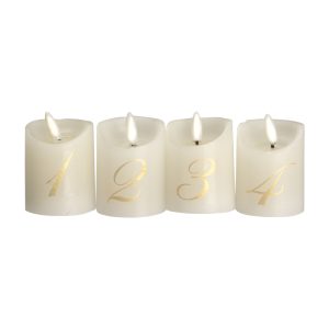 Set 4 lumanari cu led ADVENT, 5x7.5 cm